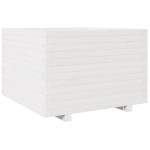 vidaXL Jardinieră de grădină, alb, 70x70x49,5 cm, lemn masiv de pin