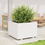 vidaXL Jardinieră de grădină, alb, 70x70x49,5 cm, lemn masiv de pin