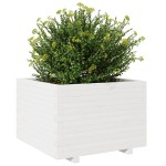 vidaXL Jardinieră de grădină, alb, 70x70x49,5 cm, lemn masiv de pin