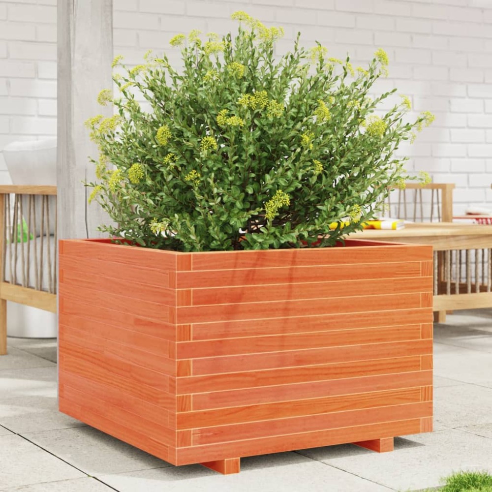 vidaXL Jardinieră grădină, maro ceruit, 70x70x49,5 cm, lemn masiv pin