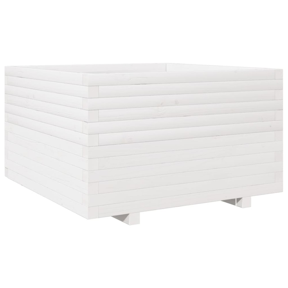 vidaXL Jardinieră de grădină, alb, 80x80x49,5 cm, lemn masiv de pin