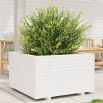 vidaXL Jardinieră de grădină, alb, 80x80x49,5 cm, lemn masiv de pin vidaXL Jardinieră de grădină, alb, 80x80x49,5 cm, lemn masiv de pin