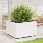 vidaXL Jardinieră de grădină, alb, 80x80x49,5 cm, lemn masiv de pin vidaXL Jardinieră de grădină, alb, 80x80x49,5 cm, lemn masiv de pin