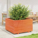 vidaXL Jardinieră grădină, maro ceruit, 80x80x49,5 cm, lemn masiv pin vidaXL Jardinieră grădină, maro ceruit, 80x80x49,5 cm, lemn masiv pin