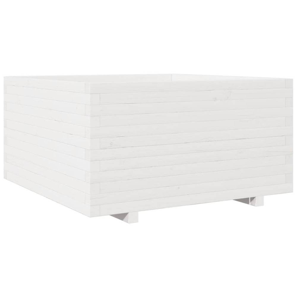vidaXL Jardinieră de grădină, alb, 90x90x49,5 cm, lemn masiv de pin