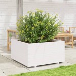 vidaXL Jardinieră de grădină, alb, 90x90x49,5 cm, lemn masiv de pin