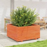 vidaXL Jardinieră grădină, maro ceruit, 90x90x49,5 cm, lemn masiv pin vidaXL Jardinieră grădină, maro ceruit, 90x90x49,5 cm, lemn masiv pin