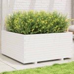 vidaXL Jardinieră de grădină, alb, 100x100x49,5 cm, lemn masiv de pin vidaXL Jardinieră de grădină, alb, 100x100x49,5 cm, lemn masiv de pin