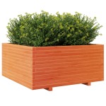vidaXL Jardinieră grădină maro ceruit, 100x100x49,5 cm, lemn masiv pin vidaXL Jardinieră grădină maro ceruit, 100x100x49,5 cm, lemn masiv pin