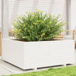 vidaXL Jardinieră de grădină, alb, 110x110x49,5 cm, lemn masiv de pin vidaXL Jardinieră de grădină, alb, 110x110x49,5 cm, lemn masiv de pin
