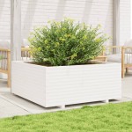 vidaXL Jardinieră de grădină, alb, 110x110x49,5 cm, lemn masiv de pin vidaXL Jardinieră de grădină, alb, 110x110x49,5 cm, lemn masiv de pin