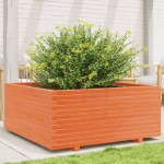 vidaXL Jardinieră grădină maro ceruit, 110x110x49,5 cm, lemn masiv pin vidaXL Jardinieră grădină maro ceruit, 110x110x49,5 cm, lemn masiv pin