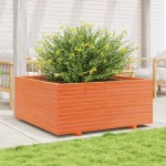 vidaXL Jardinieră grădină maro ceruit, 110x110x49,5 cm, lemn masiv pin vidaXL Jardinieră grădină maro ceruit, 110x110x49,5 cm, lemn masiv pin
