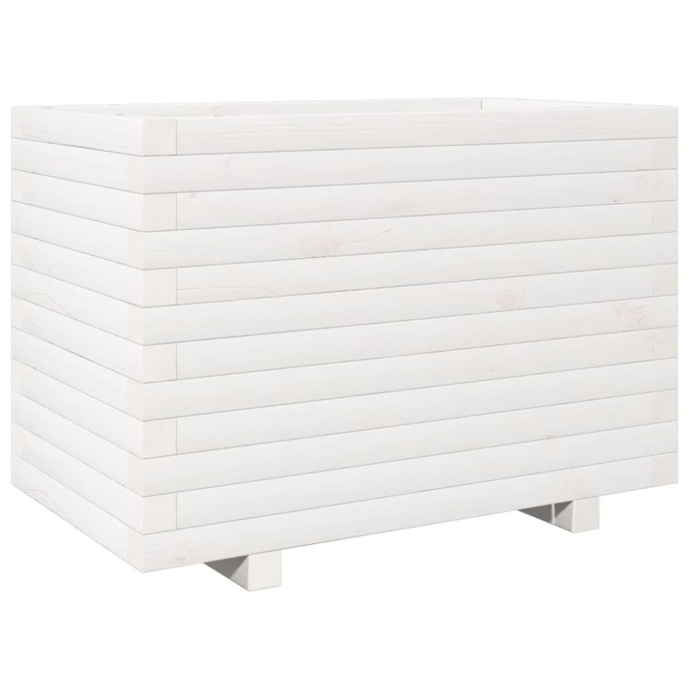 vidaXL Jardinieră de grădină, alb, 70x40x49,5 cm, lemn masiv de pin