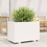 vidaXL Jardinieră de grădină, alb, 70x40x49,5 cm, lemn masiv de pin vidaXL Jardinieră de grădină, alb, 70x40x49,5 cm, lemn masiv de pin