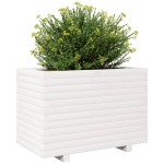 vidaXL Jardinieră de grădină, alb, 70x40x49,5 cm, lemn masiv de pin vidaXL Jardinieră de grădină, alb, 70x40x49,5 cm, lemn masiv de pin