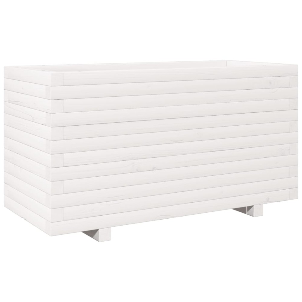 vidaXL Jardinieră de grădină, alb, 90x40x49,5 cm, lemn masiv de pin