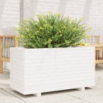 vidaXL Jardinieră de grădină, alb, 90x40x49,5 cm, lemn masiv de pin vidaXL Jardinieră de grădină, alb, 90x40x49,5 cm, lemn masiv de pin
