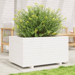 vidaXL Jardinieră de grădină, alb, 90x60x49,5 cm, lemn masiv de pin vidaXL Jardinieră de grădină, alb, 90x60x49,5 cm, lemn masiv de pin