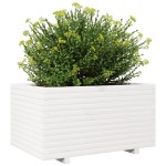 vidaXL Jardinieră de grădină, alb, 90x60x49,5 cm, lemn masiv de pin vidaXL Jardinieră de grădină, alb, 90x60x49,5 cm, lemn masiv de pin