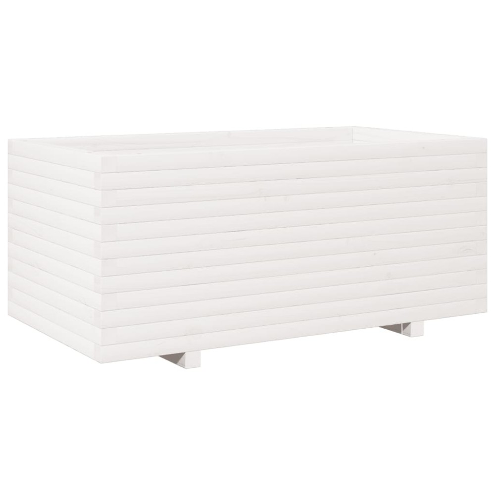 vidaXL Jardinieră de grădină, alb, 110x60x49,5 cm, lemn masiv de pin