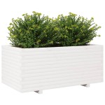 vidaXL Jardinieră de grădină, alb, 110x60x49,5 cm, lemn masiv de pin vidaXL Jardinieră de grădină, alb, 110x60x49,5 cm, lemn masiv de pin