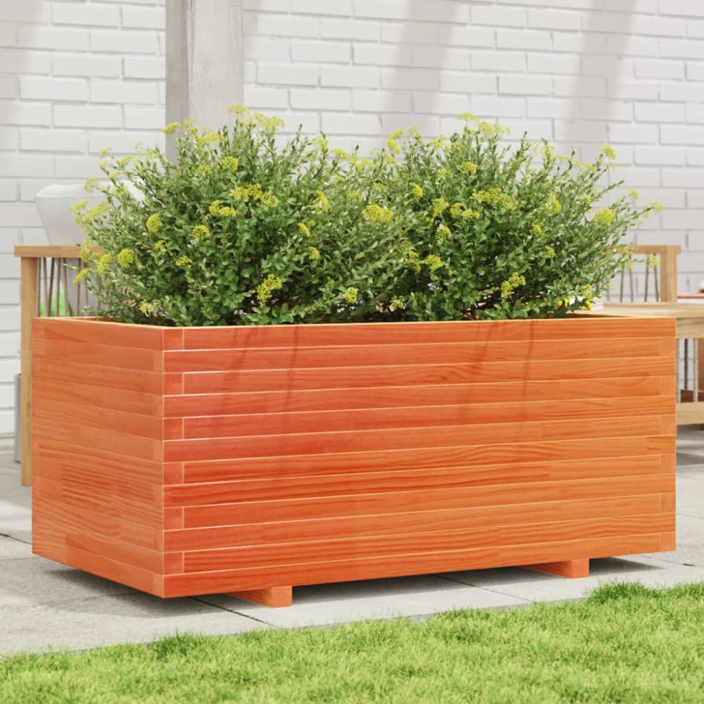 vidaXL Jardinieră grădină, maro ceruit, 110x60x49,5 cm, lemn masiv pin
