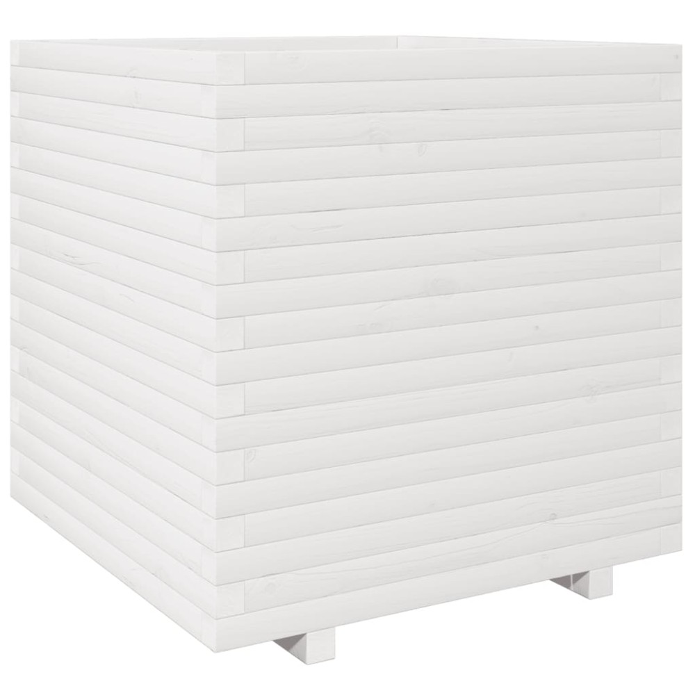 vidaXL Jardinieră de grădină, alb, 70x70x72,5 cm, lemn masiv de pin