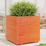 vidaXL Jardinieră grădină, maro ceruit, 70x70x72,5 cm, lemn masiv pin vidaXL Jardinieră grădină, maro ceruit, 70x70x72,5 cm, lemn masiv pin