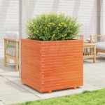vidaXL Jardinieră grădină, maro ceruit, 70x70x72,5 cm, lemn masiv pin vidaXL Jardinieră grădină, maro ceruit, 70x70x72,5 cm, lemn masiv pin