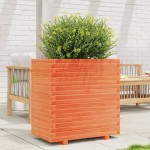 vidaXL Jardinieră grădină, maro ceruit, 70x40x72,5 cm, lemn masiv pin vidaXL Jardinieră grădină, maro ceruit, 70x40x72,5 cm, lemn masiv pin