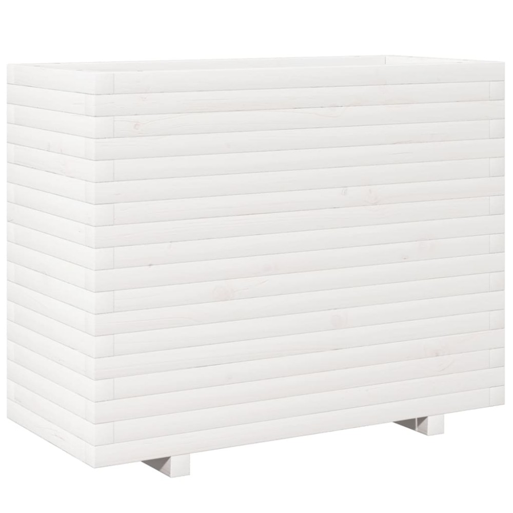 vidaXL Jardinieră de grădină, alb, 90x40x72,5 cm, lemn masiv de pin