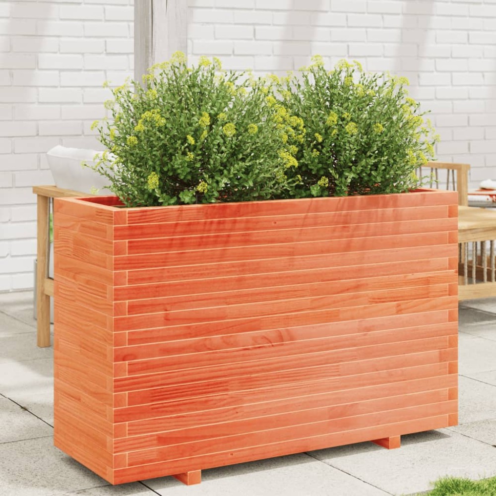 vidaXL Jardinieră grădină, maro ceruit, 110x40x72,5 cm, lemn masiv pin