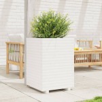 vidaXL Jardinieră de grădină, alb, 50x50x72 cm, lemn masiv de pin vidaXL Jardinieră de grădină, alb, 50x50x72 cm, lemn masiv de pin