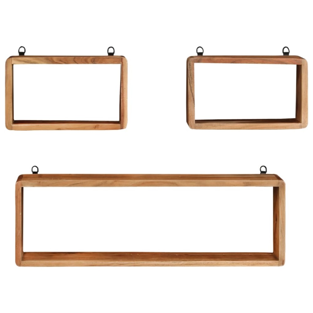 vidaXL Set rafturi de perete cub, 3 piese, lemn masiv acacia