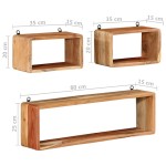 vidaXL Set rafturi de perete cub, 3 piese, lemn masiv acacia vidaXL Set rafturi de perete cub, 3 piese, lemn masiv acacia