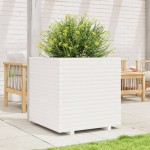 vidaXL Jardinieră de grădină, alb, 70x70x72 cm, lemn masiv de pin vidaXL Jardinieră de grădină, alb, 70x70x72 cm, lemn masiv de pin