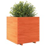 vidaXL Jardinieră de grădină, maro ceruit, 70x70x72 cm, lemn masiv pin