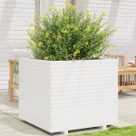 vidaXL Jardinieră de grădină, alb, 80x80x72 cm, lemn masiv de pin vidaXL Jardinieră de grădină, alb, 80x80x72 cm, lemn masiv de pin