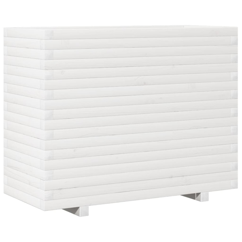 vidaXL Jardinieră de grădină, alb, 90x40x72 cm, lemn masiv de pin