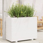 vidaXL Jardinieră de grădină, alb, 90x40x72 cm, lemn masiv de pin vidaXL Jardinieră de grădină, alb, 90x40x72 cm, lemn masiv de pin