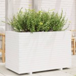 vidaXL Jardinieră de grădină, alb, 110x60x72 cm, lemn masiv de pin vidaXL Jardinieră de grădină, alb, 110x60x72 cm, lemn masiv de pin