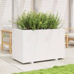 vidaXL Jardinieră de grădină, alb, 110x60x72 cm, lemn masiv de pin vidaXL Jardinieră de grădină, alb, 110x60x72 cm, lemn masiv de pin