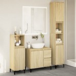 vidaXL Set mobilier de baie, 3 piese, stejar sonoma, lemn prelucrat vidaXL Set mobilier de baie, 3 piese, stejar sonoma, lemn prelucrat