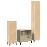 vidaXL Set mobilier de baie, 3 piese, stejar sonoma, lemn prelucrat vidaXL Set mobilier de baie, 3 piese, stejar sonoma, lemn prelucrat