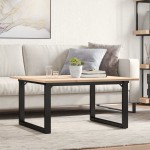 vidaXL Masă de cafea, cadru O, 80x80x45 cm, lemn masiv pin și Oţel
