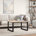 vidaXL Masă de cafea, cadru O, 80x80x45 cm, lemn masiv pin și Oţel