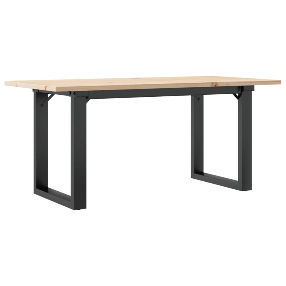 vidaXL Masă de cafea, cadru O, 90x40x45 cm, lemn masiv pin și Oţel