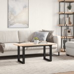 vidaXL Masă de cafea, cadru O, 90x40x45 cm, lemn masiv pin și Oţel