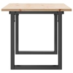 vidaXL Masă de cafea, cadru O, 90x40x45 cm, lemn masiv pin și Oţel
